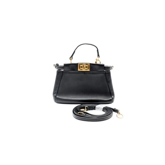 Fendi Mini Peekaboo Leather Bag In Black - Picture 1 of 6